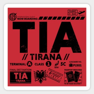 Vintage Tirana TIA Airport Code Travel Day Retro Travel Tag Albania Magnet